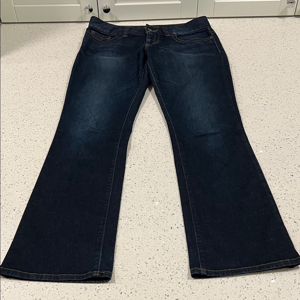 GUESS Low Rise Daredevil Boot Dark Blue Contrast Stitching Stretch Jeans Size 29 - Picture 4 of 16